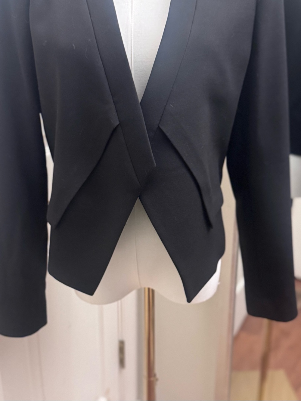 BCBGMaxAzria Black Draped Cropped Blazer
